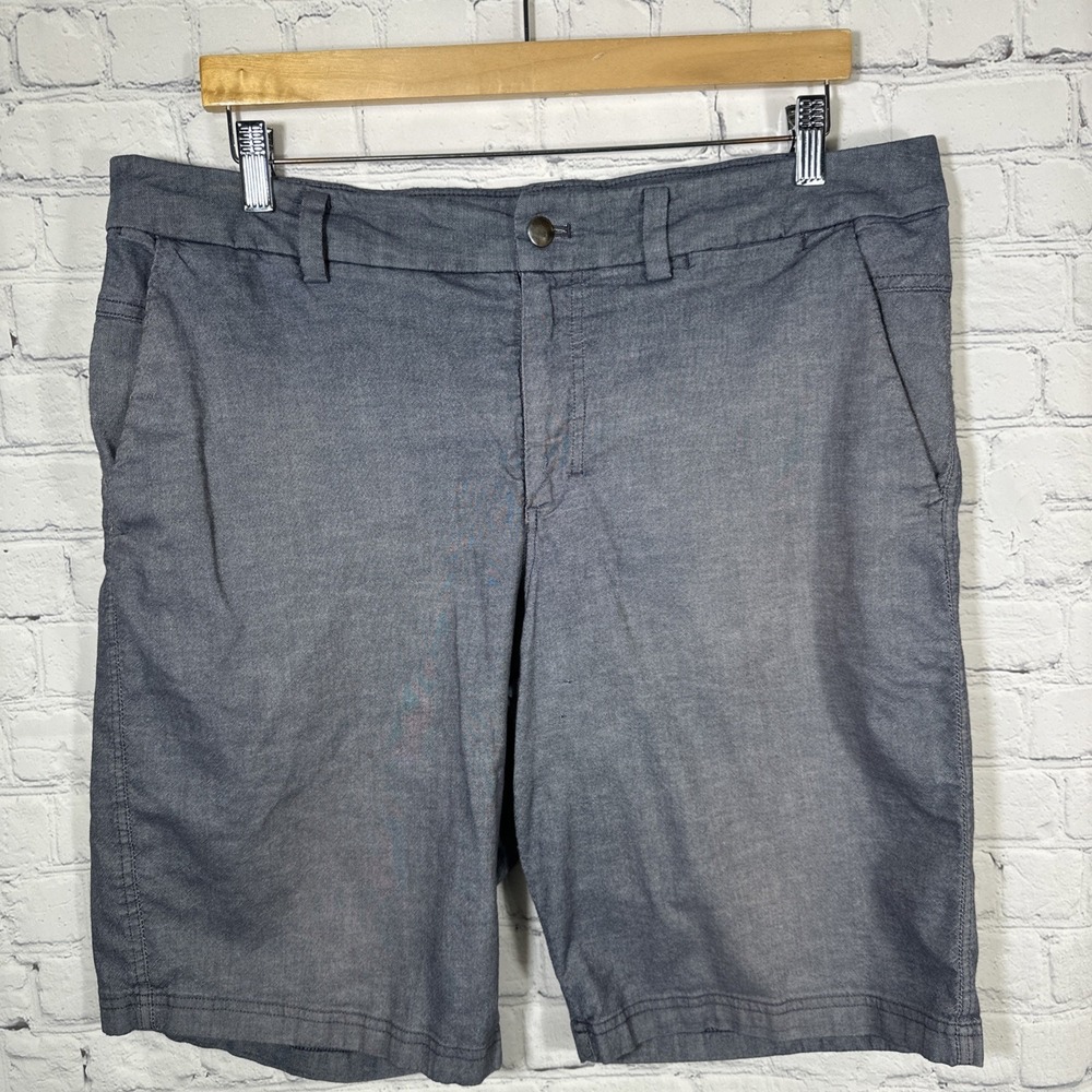 Lululemon Shorts Men 36 Blue Gray The Works Quik Oxford 11" Stretch Flat Front